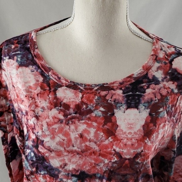 Simply Vera Vera Wang Scoop Blouse long sleeve Multicolor floral Size XL - Picture 4 of 7